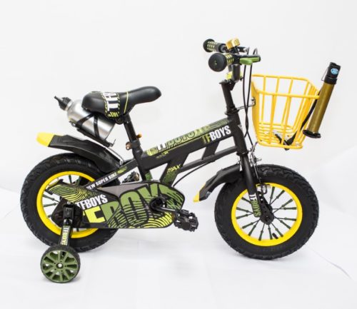 Bicicleta Copii TF BOYS 12'' negru mat/verde 2-4 ani