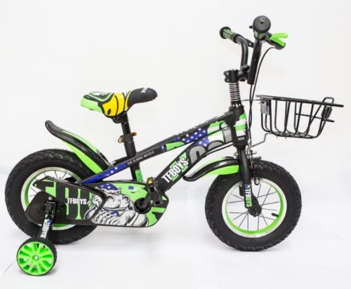 Bicicleta Copii TF BOYS 12" negru mat/verde 2-5 ani