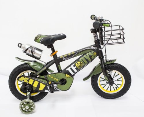 Bicicleta Copii TF BOYS 12" negru mat/verde 2-4 ani