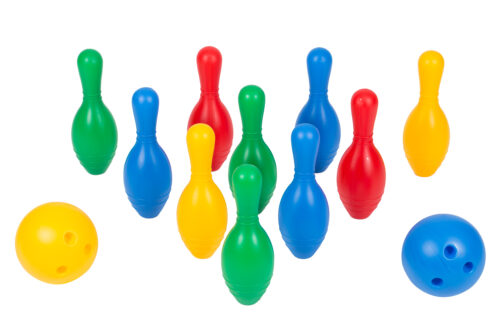 Set bowling pentru copii cu 10 popice si 2 bile